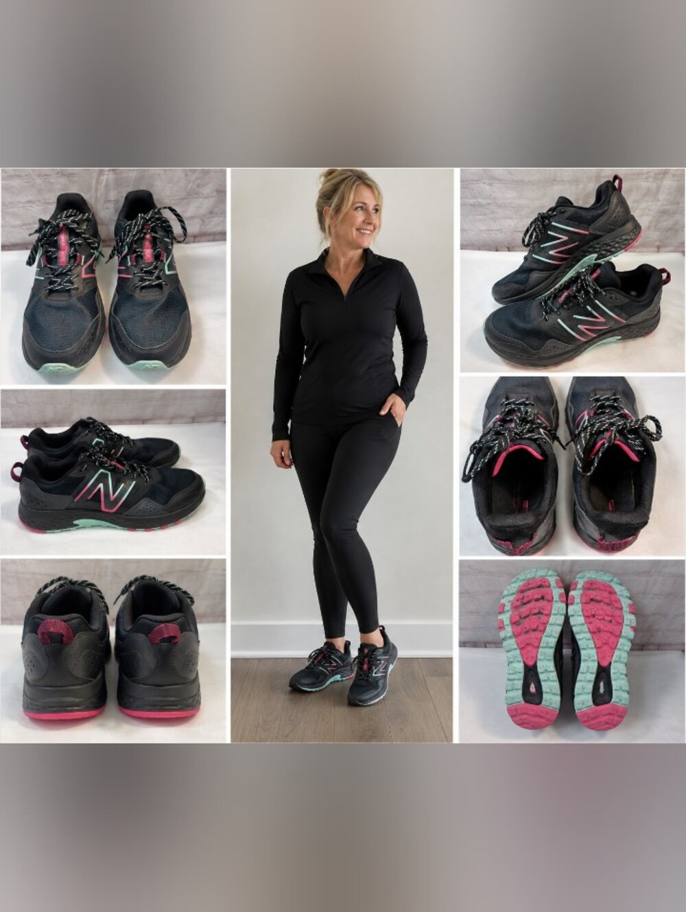new balance 410 v8 trail running shoes women’s 9.5 black pink teal